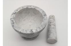China Customized Natural Stone Mashing Bowl Well Designed Nice White With Vein supplier