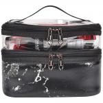 Zipper Closure Marble PU Makeup Organizer Travel Bag for sale