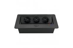 China White Square Desk Pop Up Sockets With 3 French Power Outlet Galvanized Panel supplier