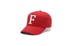 China Classic Curved Visor Five Panel Baseball Cap With 4 Eyelets Red supplier