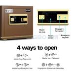 Coffee Solid Steel Office Safe Box Dual Alarm Fingerprint Safe Box Small Safe