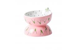 China Anti Overturning Raised Ceramic Cat Bowl Rounded Shape Sustainable supplier