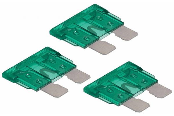 Green Auto Blade Fuse For Automative Connector , Mini Blade Car Fuses