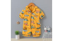 China Cartoon Children Matching Button Up Pajamas Lapel Short Sleeve Animal Pajama Set supplier
