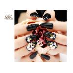 Fashion Artificial Stiletto 3D ABS Black False Nails With Stone