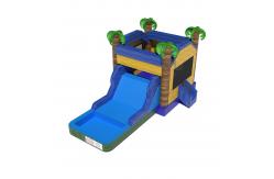China Palm Tree Commercial Inflatable Bouncy Castle With Water Slide supplier