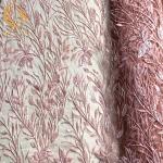 Popular Pink Beaded Wedding Lace Fabrics 20% Polyester Water Soluble for sale