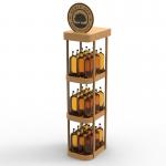 Customizable Store Floor Standing Wooden Three Layer Display Rack Shelf For Wine for sale