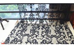 China Black Heavy Beaded Mesh Fabric By The Yard , Embroidered Net Fabric With Beads supplier