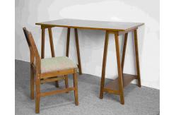 China Walnut Solid Wood Home Office Desk Workstation With Desktop Panel supplier