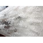 Luxury Ivory Embroidery Cord Sequin Lace Fabric / French Bridal Sequin Mesh Fabric for sale
