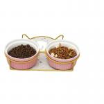 Pet Ceramic Double Bowl Cute Anti Overturning Basin for sale
