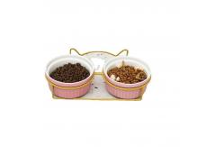 China Pet Ceramic Double Bowl Cute Anti Overturning Basin supplier