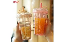 China Milk Tea Straw Cup Transparent Double-Layer Plastic Water Cup supplier