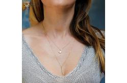 China SS Double Layer Choker Necklace , Bar Coin Pendant Clavicle Chain Necklace supplier