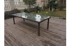 China Dark Brown Rattan Garden Dining Sets With Table And 8pcs Arms Chair supplier