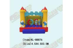 China Smurfs Inflatable Jumping Castle With Pillars And Circle Ring supplier