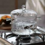 Borosilicate Heat Resistant 1500ml Saucepan Glass Cooking Pot