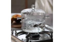 China Borosilicate Heat Resistant 1500ml Saucepan Glass Cooking Pot supplier