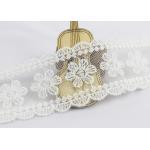 Scalloped Edge Flower Embroidered Lace Ribbon , Embroidered Mesh Lace Trim for sale