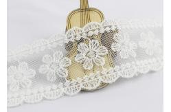 China Scalloped Edge Flower Embroidered Lace Ribbon , Embroidered Mesh Lace Trim supplier