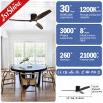 Wooden Blades Flush Mount Smart APP Control Ceiling Fan With Light