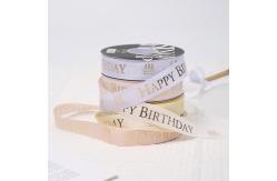China Happy Birthday Ribbon Printed 1 Inch Red Satin Ribbon For Cake Packaging supplier