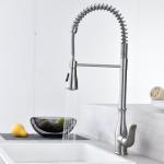 ODM Single Mount Kitchen Faucet 18/10 Brushed Stainless Steel Faucet PEX Hose for sale