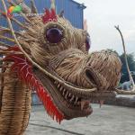 Steel Frame Custom Made Animatronics Straw Handmade Dragon