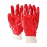 Red PVC Work Gloves Waterproof Safety Gloves  Liner PVC Coated Chemical Resistant  Work Gloves for sale
