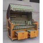 Leisure Wood Rattan Beach Basket , Waterproof Roofed Beach Chair for sale