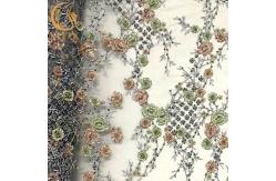 China 135Cm Width Green 3D Embroidery Lace Fabric With Luxury Beading supplier