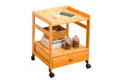 China Modern Mini Bamboo Bedside Table / Bedroom Bedside Tables With Wheels supplier