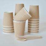 Different Size Kraft Ripple Paper Coffee Cups Customized Logo For Hot Drinking for sale