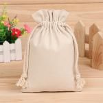 Eco Friendly Canvas Fabric Drawstring Bags Mini Size For Food Storage for sale