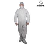 White Disposable Protective Coveralls With Hood Spp PE Coating For Food Industry for sale