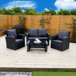 KD 5pcs Black Selling Well Rattan Wicker Outdoor Sofa Set for sale