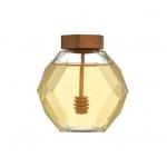 500g Honey Bottle Honey Glass Storage Bottles Wooden Lids for sale