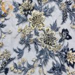 Wide French 3D Embroidery Lace Fabric Nylon Beaded 1 Yard Length for sale