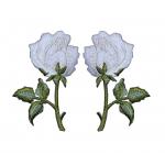 China 2Pcs / Pair White Rose Iron On Embroidery Flowers Merrowed Border For Clothes for sale