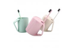 China environmental wheat straw  toothbrushing  cup and brush set 10*8cm material is wheat straw with pp supplier