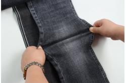 China Supreme Quality Dark Black Crosshatch Slub Stretch Denim Fabric For Men Jeans supplier