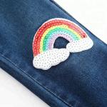 Slim Fit Style Whisker Baby Girl Jeans Pants With Sequin Patch Design