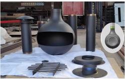 China fireplace stove Sphere designer new custom open real fire wood burning hanging supplier