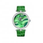 Green 3D Dial Watch 36mm Stainless Steel Leather Strap Ladies for sale