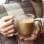 12oz Clear Glass Coffee Mug Double Wall Insulated Glasses