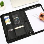 A4 Size Personalized Leather Padfolio Feel Comfortable With Pockets Clipboard Folder for sale