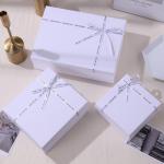 Cardboard Paper Luxury White Gift Box With Ribbon Wedding Party Souvenir Gift Box for sale