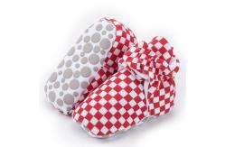 China New designed Cotton fabric Gingham red indoor prewalk toddler baby sock shoes supplier