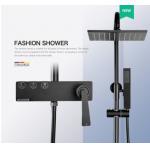 Wall Mounted Copper Black Champagne Rain Shower Faucets With Handle for sale